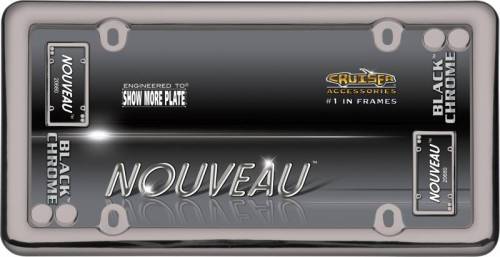 Cruiser Accessories - 20680 | Cruiser Accessories Nouveau, Black Chrome with Fasteners License Plate Frame