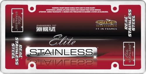 Cruiser Accessories - 21010 | Cruiser Accessories Elite Stainless, Stainless Steel License Plate Frame