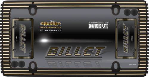 Cruiser Accessories - 58300 | Cruiser Accessories Billet, Flat Black / Matte Gold with Fastener Caps License Plate Frame