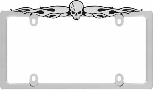 Cruiser Accessories - 58530 | Cruiser Accessories Skull, Chrome License Plate Frame