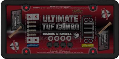 Cruiser Accessories - 62520 | Cruiser Accessories Ultimate Tuf Combo Black License Plate Frame | Smoke