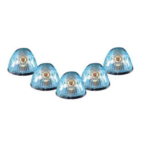 Recon Truck Accessories - 264141SW | (5-Piece Set) Super White Cab Roof Light Lens with Amber 194 Bulbs