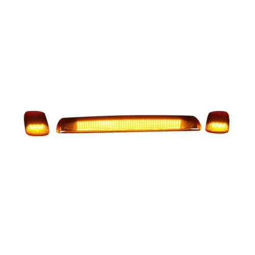 Recon Truck Accessories - 264157AM | (3-Piece Set) Amber Cab Roof Light Lens with Amber LED’s
