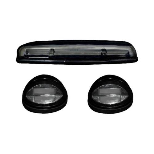 Recon Truck Accessories - 264155BK | (3-Piece Set) Smoked Cab Roof Light Lens with Amber LED’s