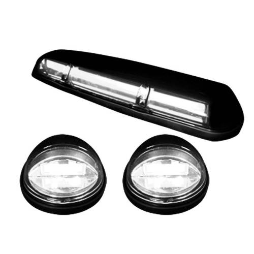 Recon Truck Accessories - 264155WHBKHP | (3-Piece Set) Smoked Cab Roof Light Lens with White High-Power OLED Bar-Style LED’s