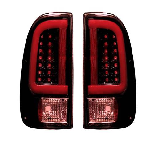 Recon Truck Accessories - 264292RBK | Straight aka “Style” Side OLED Tail Lights – Dark Red Smoked Lens