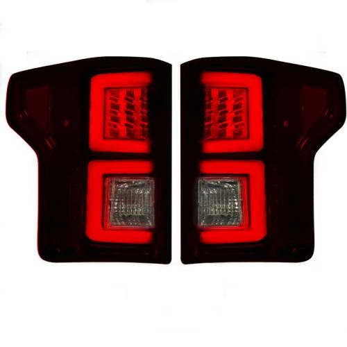 Recon Truck Accessories - 264268RBK | (Replaces OEM Halogen Style Tail Lights) LED Tail Lights – Dark Red Smoked Lens