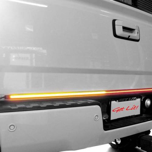 Recon Truck Accessories - 26416XHP | 60" Tailgate Bar w/ Ultra High-Power Dual Row LED, Amber “Scanning” LED Turn Signals & Red LED Brake/Running Lights & White LED Reverse Light