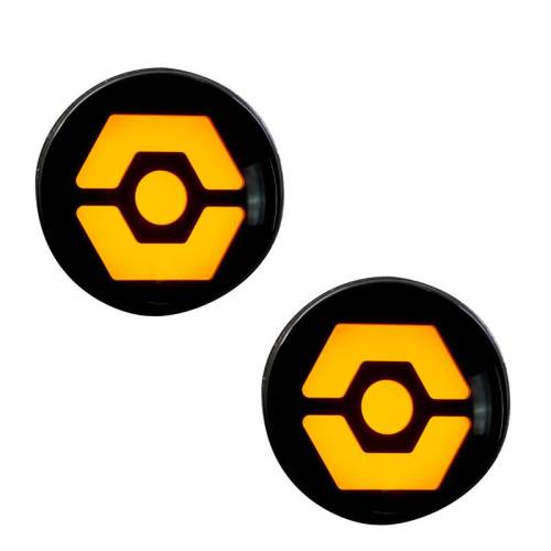 Recon Truck Accessories - 264334CL | Round Front Turn Signal Lenses with Amber Hexagon-Shaped OLED Design Located Under Front Headlights – Clear Lens
