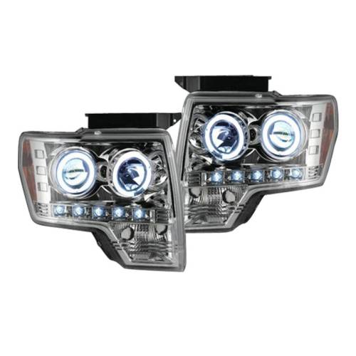 Recon Truck Accessories - 264190CLCC | Recon Projector Headlights OLED Halos & DRL Clear/Chrome (2009-2014 F150, Raptor)