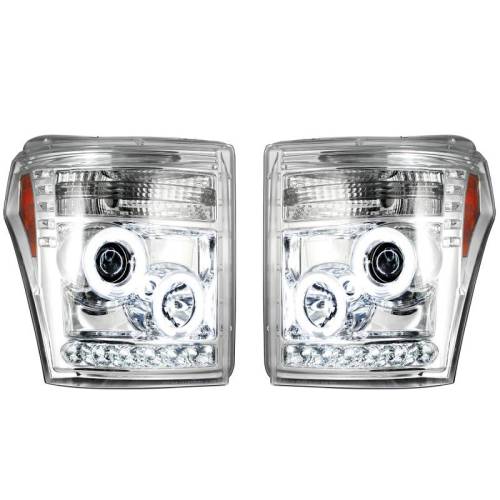 Recon Truck Accessories - 264272CLCC | Projector Headlights w/ CCFL HALOS & DRL – Clear / Chrome