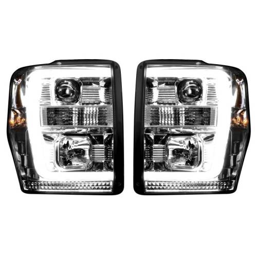 Recon Truck Accessories - 264196CLC | Projector Headlights w/ Ultra High Power Smooth OLED HALOS & DRL – Clear / Chrome