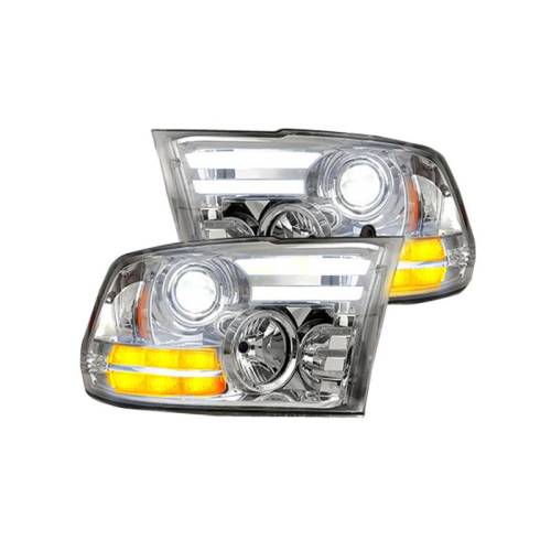 Recon Truck Accessories - 264276CLC | Projector Headlights w/ Ultra High Power Smooth OLED DRL & High Power Amber LED Turn Signals – Clear / Chrome