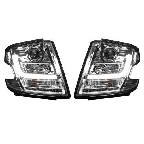 Recon Truck Accessories - 264400CLC | Projector Headlights w/ Ultra High Power Smooth OLED HALOS & DRL – Clear / Chrome