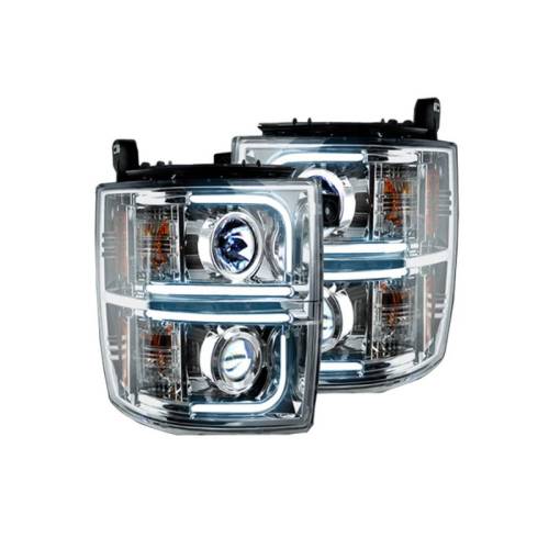 Recon Truck Accessories - 264296CLC | Projector Headlights w/ Ultra High Power Smooth OLED HALOS & DRL – Clear / Chrome