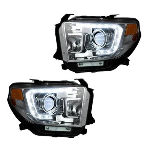 Recon Truck Accessories - 264294CLC | Projector Headlights w/ Ultra High Power OLED DRL – Clear / Chrome