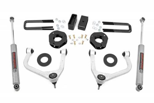 Rough Country - 22630 | Rough Country 3.5 Inch Lift Kit With Aluminum Control Arms Struts Spacers / N3 Rear Shocks (2019-2025 Sierra 1500 2WD/4WD | Multi Leaf Springs)