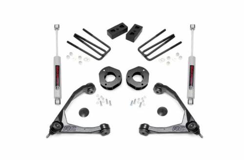 Rough Country - 19831 | Rough Country 3.5 Inch Lift Kit Chevrolet Silverado / GMC Sierra 1500 (2007-2016) | Aluminum Finish Arm, Strut Spacers, Rear Premium N3 Shocks