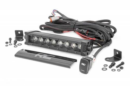 Rough Country - 70718BLDRLA | Rough-Country 8 Inch Black Series LED Light Bar | Single Row | Amber DRL