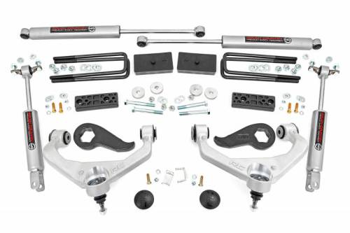 Rough Country - 95830 | Rough Country 3 Inch Lift Kit Aluminum Control Arms N3 Shocks (2020-2025 Silverado, Sierra 2500 HD Without Factory Rear Overloads)