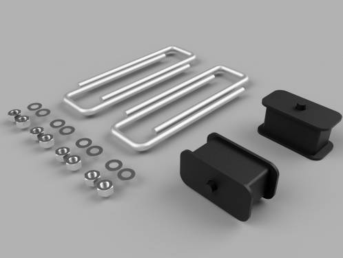 Traxda - 903036 | Traxda 2.0 Inch Rear Block and U Bolt Kit  (2004-2024 Titan 2WD/4WD | 2007-2022 Tundra 2WD/4WD)