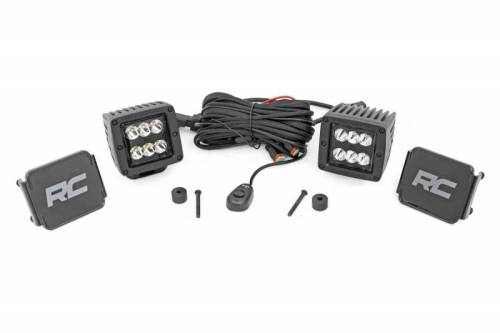 Rough Country - 70062 | Rough Country 2 Inch LED Cube Cowl Easy Mount Light Kit For Jeep Gladiator JT / Wrangler 4xe / Wrangler JL | 2018-2023 | Black Series