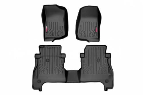 Rough Country - M-61501 | Rough Country Floor Mats For Gladiator JT (2020-2024) | Front & Rear Row, Lockable Under Seat Storage Toolbox