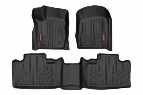 Rough Country - M-60300 | Heavy Duty Floor Mats [Front/Rear] - (13-16 Jeep Grand Cherokee WK2 w/ Factory "Hook" Style Floormat Connector)