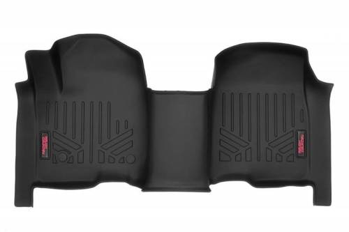 Rough Country - M-2165 | Rough Country Floor Mats For Chevrolet Silverado/GMC Sierra 1500 2500 HD / 3500 HD 2WD/4WD (2019-2025) | Front, Front Bench Seats, Crew Cab, No Factory Under Seat Storage