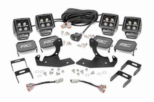 Rough Country - 70762DRL | Rough Country LED Fog Light Kit For Chevrolet Silverado 1500/1500 HD/ 2500 HD/3500 HD | 2007-2014 | Black Series With White DRL