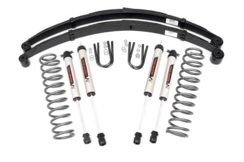 Rough Country - 63070 | Rough Country 3 Inch Suspension Lift Kit with V2 Monotube Shocks Rear Leafs (1984-2001 Cherokee XJ 2WD/4WD)