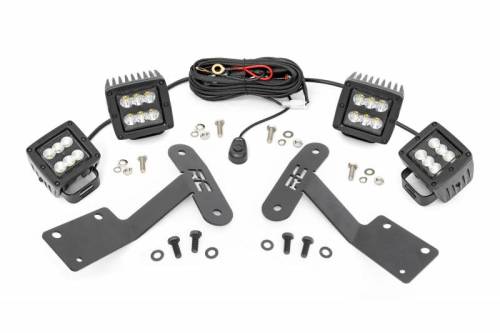 Rough Country - 70866 | Toyota 2-inch LED Lower Windshield Ditch Kit (14-21 Tundra | Blacks Series Spot and Flood Pattern Combo)