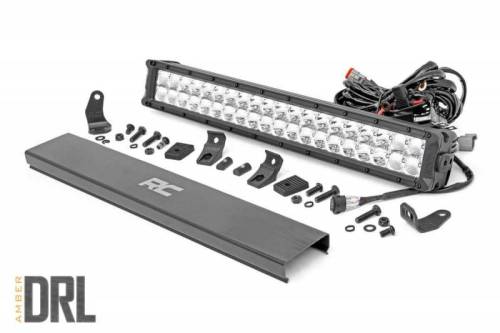 Rough Country - 70920DA | 20-inch Cree LED Light Bar - (Dual Row | Chrome Series w/ Amber DRL)