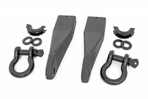 Rough Country - RS159 | Rough Country Tow Hook Brackets To Shackle Conversion Kit For GMC Sierra 2500 HD 2/4WD | 2020-2024 | Standard D-Ring & Rubber Isolators