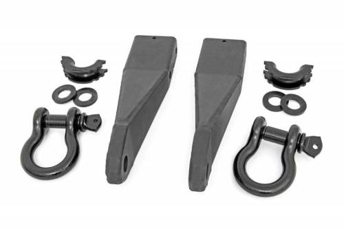 Rough Country - RS159 | Rough Country Tow Hook to Shackle Conversion Kit w/ Standard D-Rings & Rubber Isolators (2020-2025 Sierra 2500 HD 2WD/4WD)
