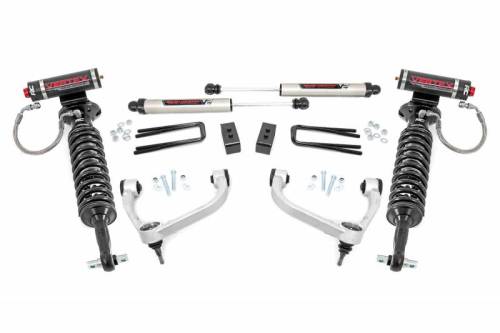 Rough Country - 54557 | Rough Country 3 Inch Lift Kit For Ford F-150 4WD (2014-2020) | Aluminum Finish, Vertex Coilovers, Rear V2 Monotube Shocks
