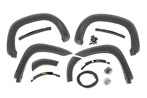 Rough Country - F-C319201A | Rough Country Fender Flares SF1 Chevrolet Silverado 1500 2/4WD (2019-2025) | Flat Black
