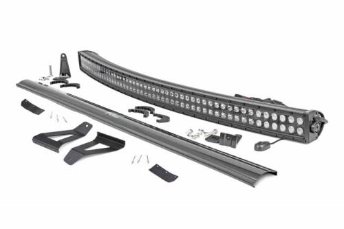 Rough Country - 70072 | Jeep 50-inch Black Series Dual Row Curved LED Light Bar Upper Windshield Kit (84-01 XJ Cherokee)