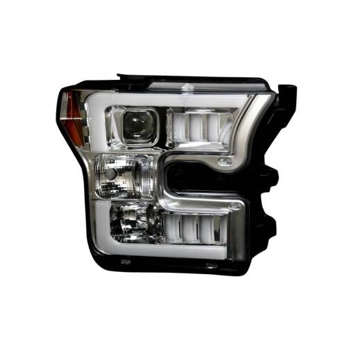 Recon Truck Accessories - REC264290LEDCLC | Recon Projector Headlights OLED DRL in Clear/Chrome (2015-2017 F150 Replaces OEM Halogen Style Headlights Only)