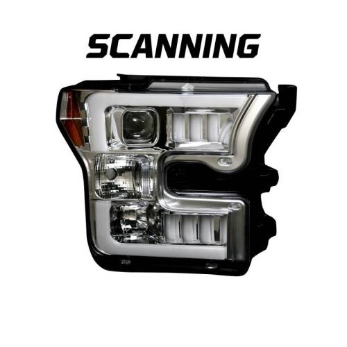 Recon Truck Accessories - REC264290LEDXCLC | Recon Projector Headlights LED Scanning Turn Signals in Clear/Chrome (2015-2017 F150 Replaces OEM Halogen Style Headlights Only)