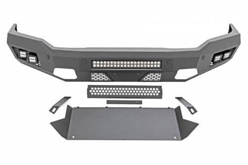 Rough Country - 10806A | Rough Country Front Bumper With Black Series LED Cubes Lights & Light Bar (2019-2024 Ram 2500 2WD/4WD)