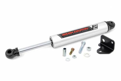 Rough Country - 8730670 | V2 Steering Stabilizer | Relocation Bracket | Jeep Wrangler JK (07-18)