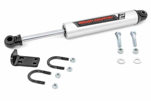 Rough Country - 8731970 | V2 Steering Stabilizer | Axle Bracket | Jeep Wrangler JK (07-18)