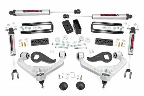Rough Country - 95670 | Rough Country 3 Inch Lift Kit With Aluminum Upper Control Arms V2 Shocks (2020-2025 Silverado, Sierra 3500 HD 2WD/4WD | Dual Rear Wheel | Factory Rear Over Loads)
