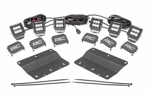 Rough Country - 51085 | Rough Country Triple LED Fog Light Kit  | Black Series With Spot Beam (2021-2024 Bronco 4WD)
