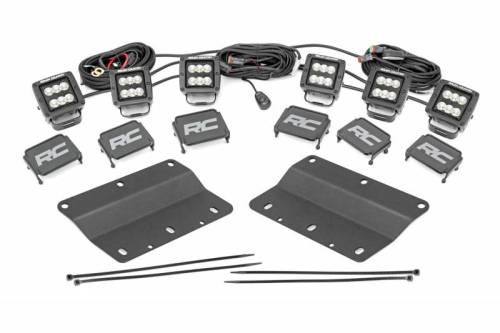 Rough Country - 51086 | Rough Country Triple LED Fog Light Kit | Black Series With Flood Beam (2021-2024 Bronco 4WD)