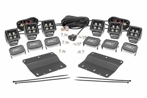 Rough Country - 51087 | Rough Country Triple LED Fog Light Kit | Black Series With White DRL (2021-2024 Bronco 4WD)