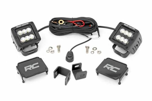 Rough Country - 71072 | Rough Country LED Ditch Light Kit For Toyota Tundra | 2022-2025 | Black Series With Flood Beam