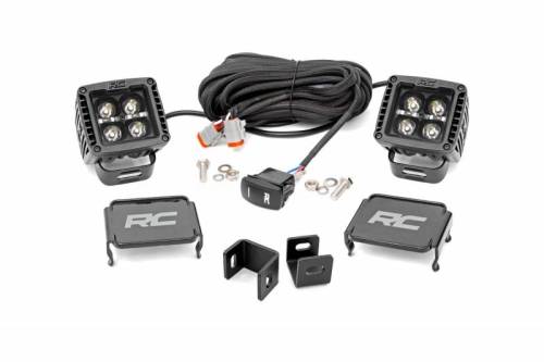 Rough Country - 71073 | Rough Country LED Ditch Light Kit For Toyota Tundra | 2022-2025 | Black Series With White DRL