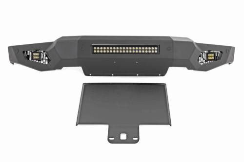 Rough Country - 10809A | Rough Country High Clearance Front Bumper With LED Lights And Skid Plate For Ford F-150 | 2021-2025